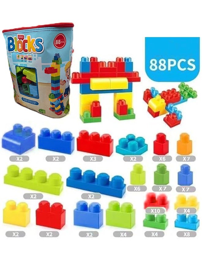 HY Toys Building Blocks 88 Pieces large Big jumbo Mega Bricks construction educational Assemble Bricks,And 1 Storage Bag, Toy Gift Set For Ages 1 And Up - Image 4