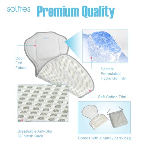 Solfres Hydro Gel Car Seat Cooler Mat for Baby. No Refrigeration Needed. Carseat and Stroller Cooling Pad Cushion Liner with Breathable 3D Mesh Anti-Slip Back. for Kids Toddlers 12-48 Months - Image 2