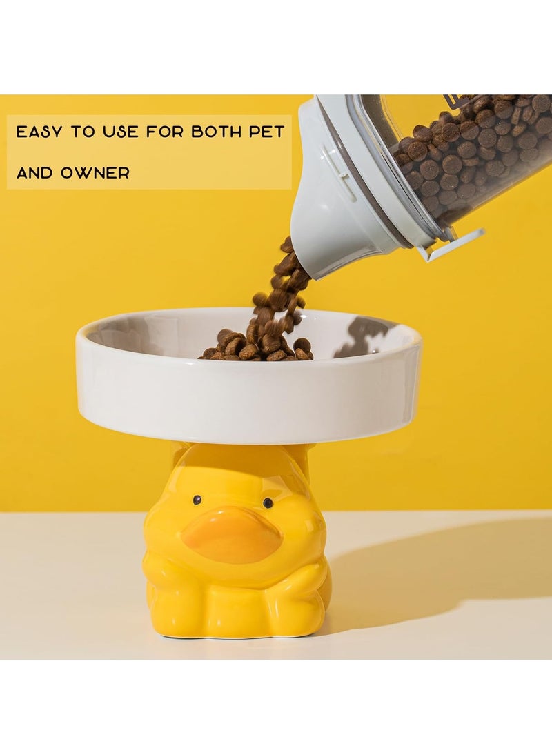Raised Cat Bowl, Cat Food Bowl, Animal Theme Cute Ceramic Cat Bowl for Indoor Cats, Pet Slow Food Water Bowl, Good for Whiskers, Prevents Chin from Getting Black, Easy to Clean (Blue Bear) - Image 3