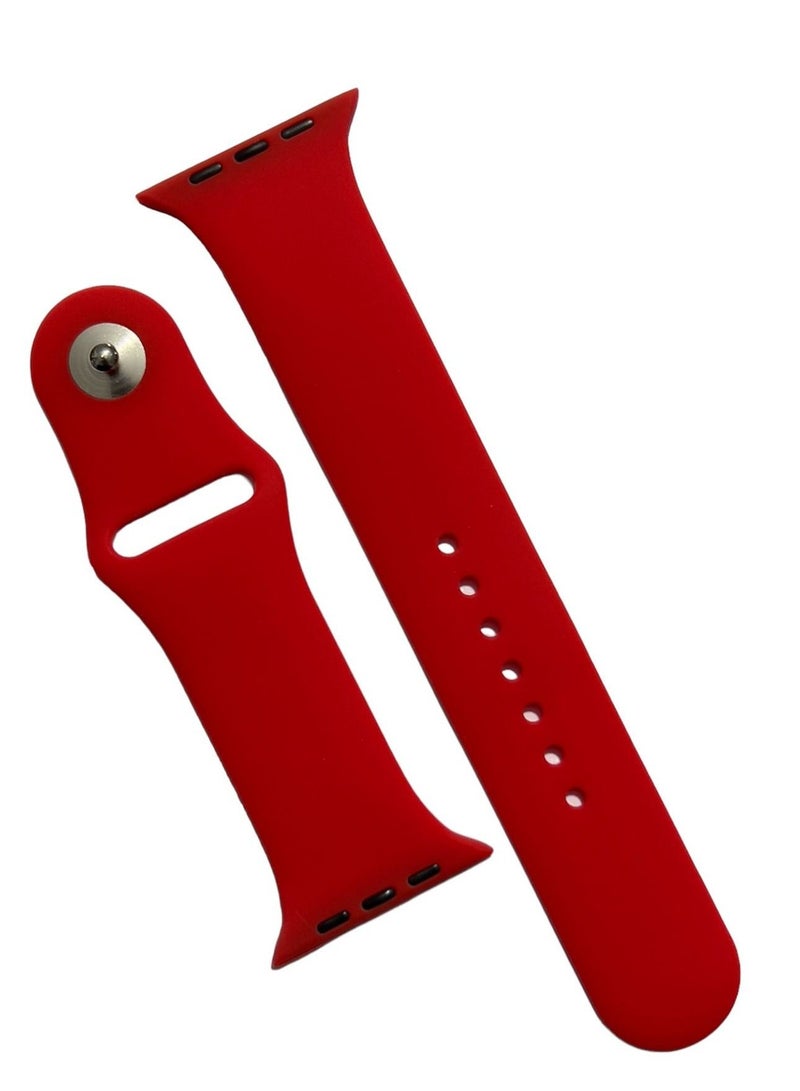 سوار رياضي بديل من السيليكون لساعة Apple Watch Series SE - 42 / 44mm - أحمر - Image 2