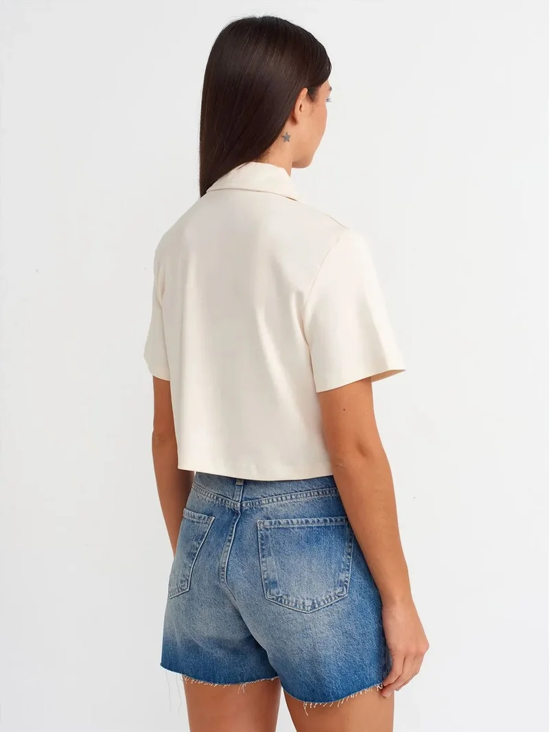 Dilvin DILVIN High-Waist Denim Shorts With Button Closure
