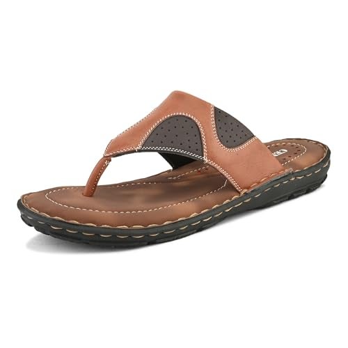 Centrino Sandal for Men | Grip Insole for Stability | slippers for man | Modern Look with Straps | Soft & Comfortable Men's Sandal | Bounce Back Anti-Skid Water Resistant Comfortable Footwear 9262-3_TAN_9 UK - Image 1
