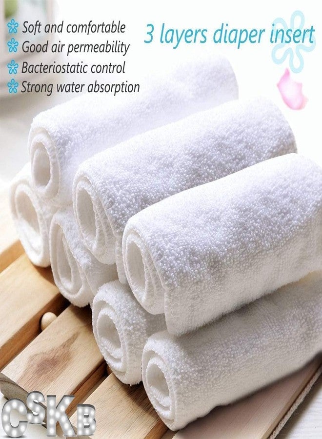 CSKB حفاضات قماش للأطفال قابلة للغسل وإعادة الاستخدام للفتيات والفتيان، حجم واحد قابل للتعديل، 7 قطع مع 7 إدخالات و1 حقيبة تخزين - Image 2