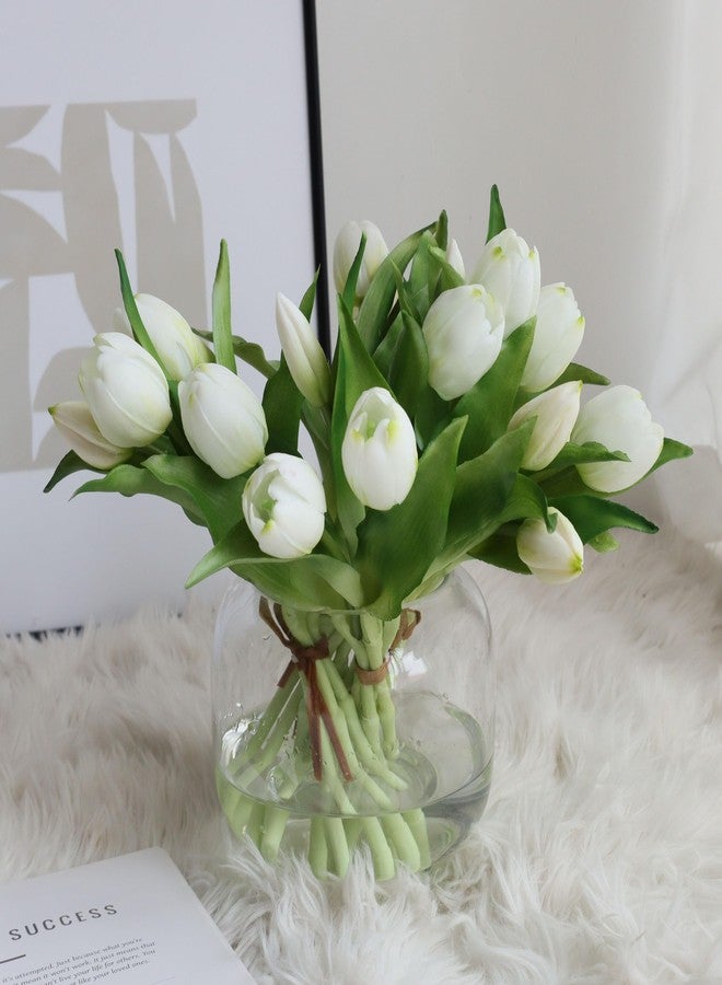grtefhu 20 Pcs Artificial White Tulips,Real Touch Faux Tulip Flowers Bulk for Wedding Centerpieces,Vase Arrangements,Home Table Decor - Image 3