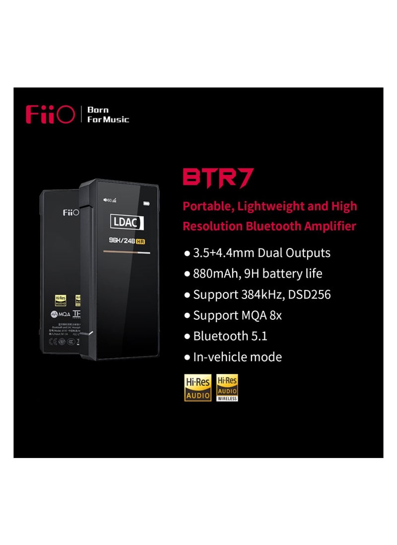 BTR7 Headphone Amp Bluetooth Receiver High Resolution Portable DAC Supports MQA/LDAC/aptX HD 384K/32Bit DSD256 For Phone/PC/Car/Home Audio