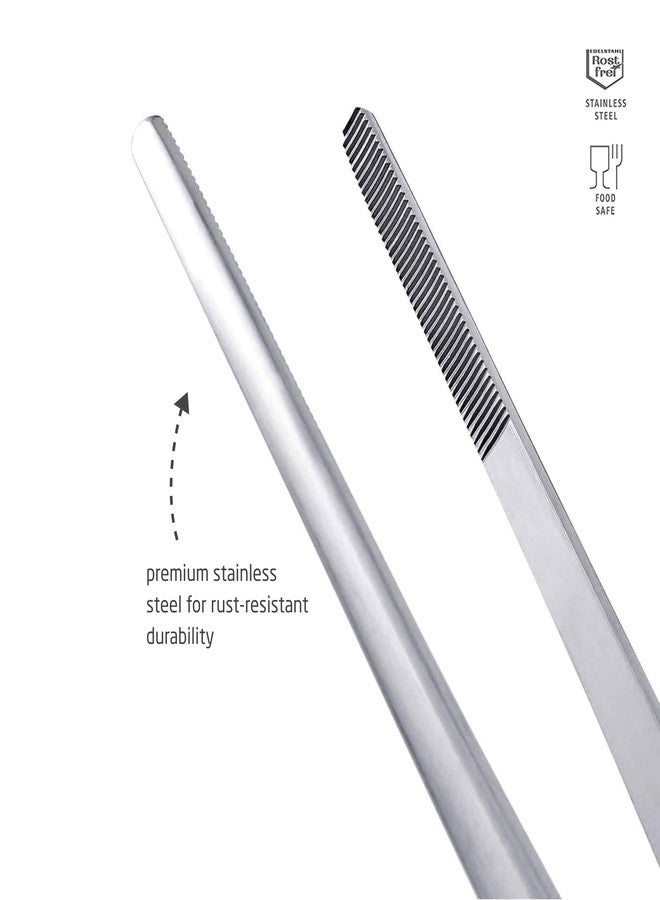 triangle Barbecue Tweezers - 11.8 in. (30 cm) - Stainless Steel Culinary Tweezers for Precise Grilling, Plating & Serving - Dishwasher Safe - Image 2