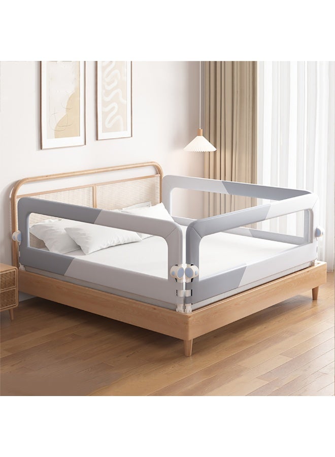 Foldable Toddler Bed Rail, Safety Baby Bed Rail Guard, 1pc Single Side Bed Fence Protector Rail, Height Adjustable Kids Bed Guard Rail for Twin Queen King Size Bed (Grey and White, 1.8m)  - Image 3