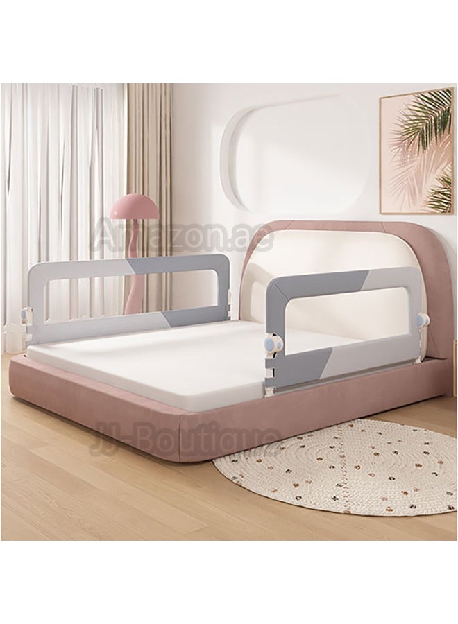 Foldable Toddler Bed Rail, Safety Baby Bed Rail Guard, 1pc Single Side Bed Fence Protector Rail, Height Adjustable Kids Bed Guard Rail for Twin Queen King Size Bed (Grey and White, 1.8m)  - Image 4