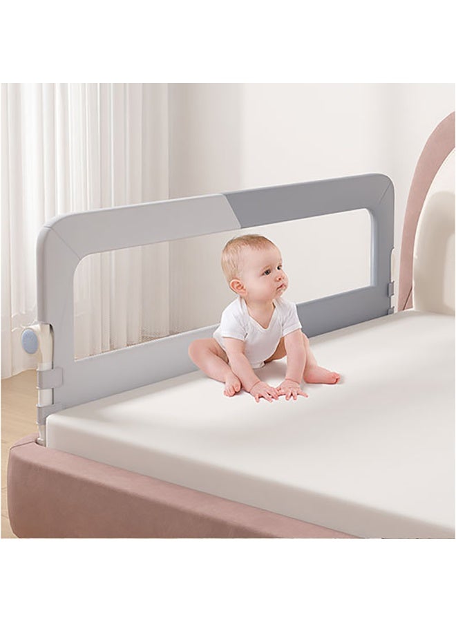 Foldable Toddler Bed Rail, Safety Baby Bed Rail Guard, 1pc Single Side Bed Fence Protector Rail, Height Adjustable Kids Bed Guard Rail for Twin Queen King Size Bed (Grey and White, 1.8m)  - Image 5