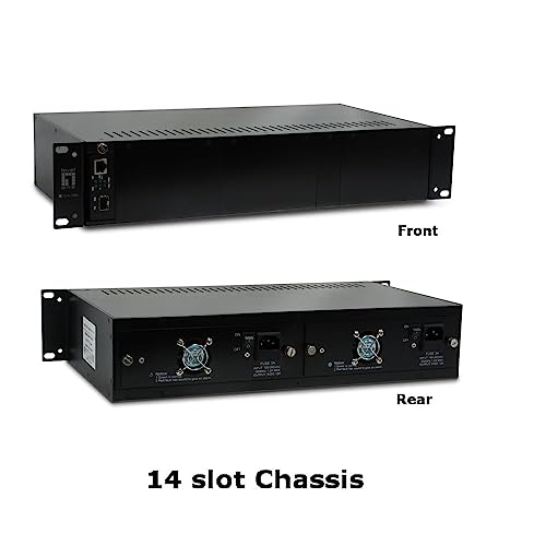 Hanutech 2U 14 Slots 19 inch Rack Mount Chassis, Double Power Supply Fiber Optical Media Converter Chassis, Media Converter Rack Mount - Image 4