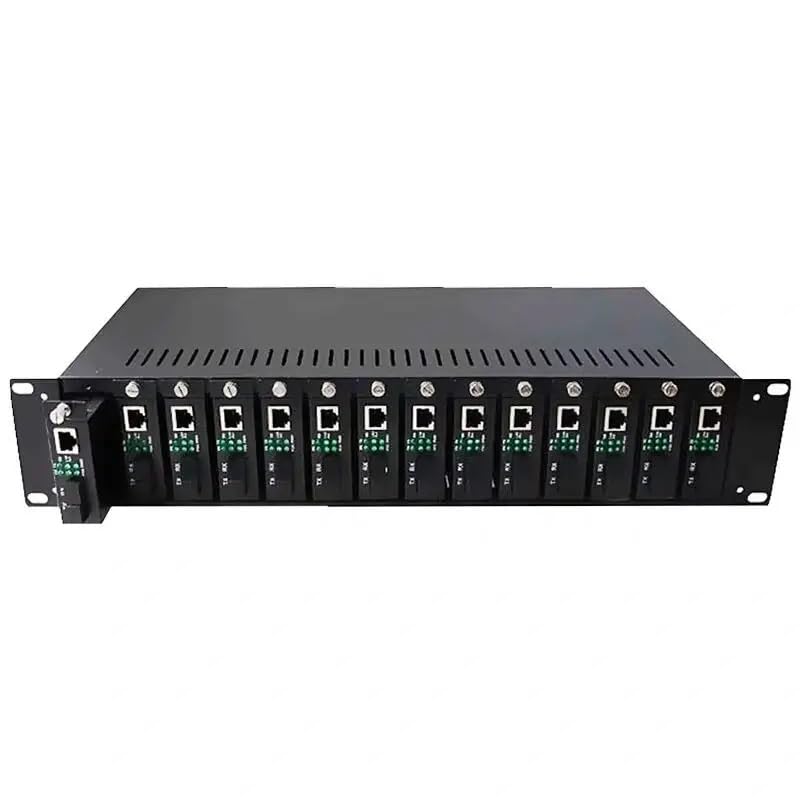 Hanutech 2U 14 Slots 19 inch Rack Mount Chassis, Double Power Supply Fiber Optical Media Converter Chassis, Media Converter Rack Mount - Image 5