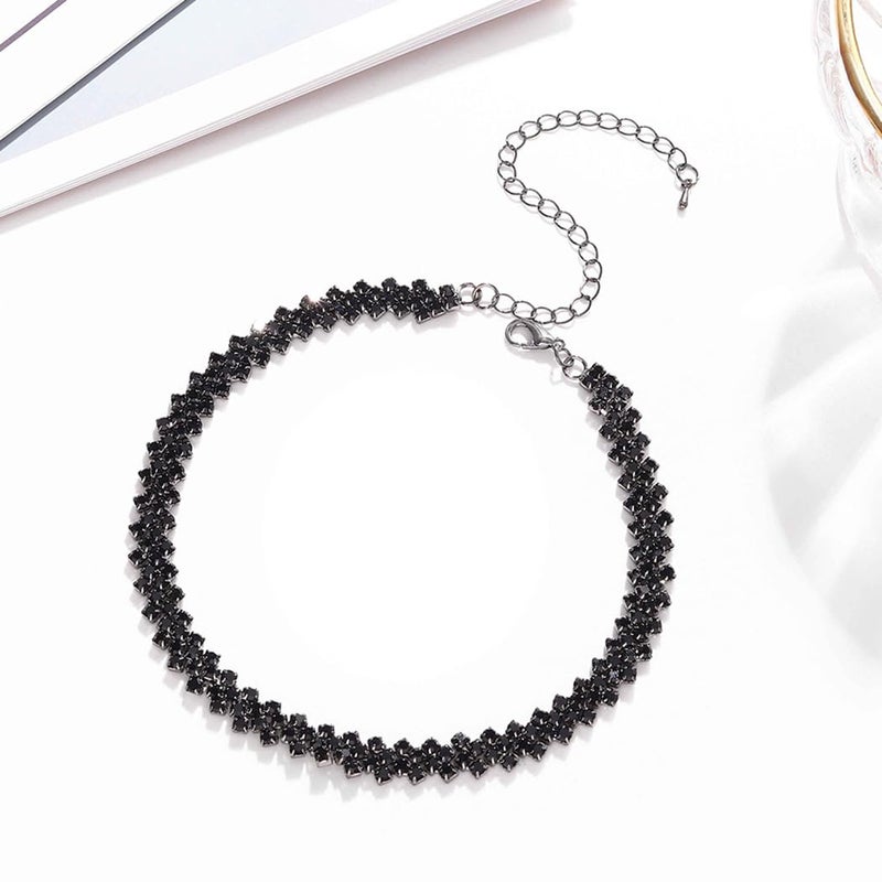 EARENT عقد تشوكر إيرينت الأسود مع حبات الراينستون للنساء - Image 2