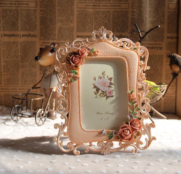 Xeerrfan Retro Frame,Vintage Resin Picture Frame,Decorative Hanging Pictures,Unique Picture Frames Rose Relief for Tabletop Wall Hanging (Style A) - Image 4