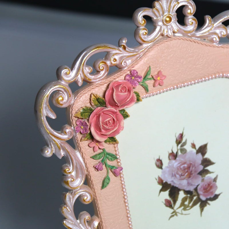 Xeerrfan Retro Frame,Vintage Resin Picture Frame,Decorative Hanging Pictures,Unique Picture Frames Rose Relief for Tabletop Wall Hanging (Style A) - Image 5