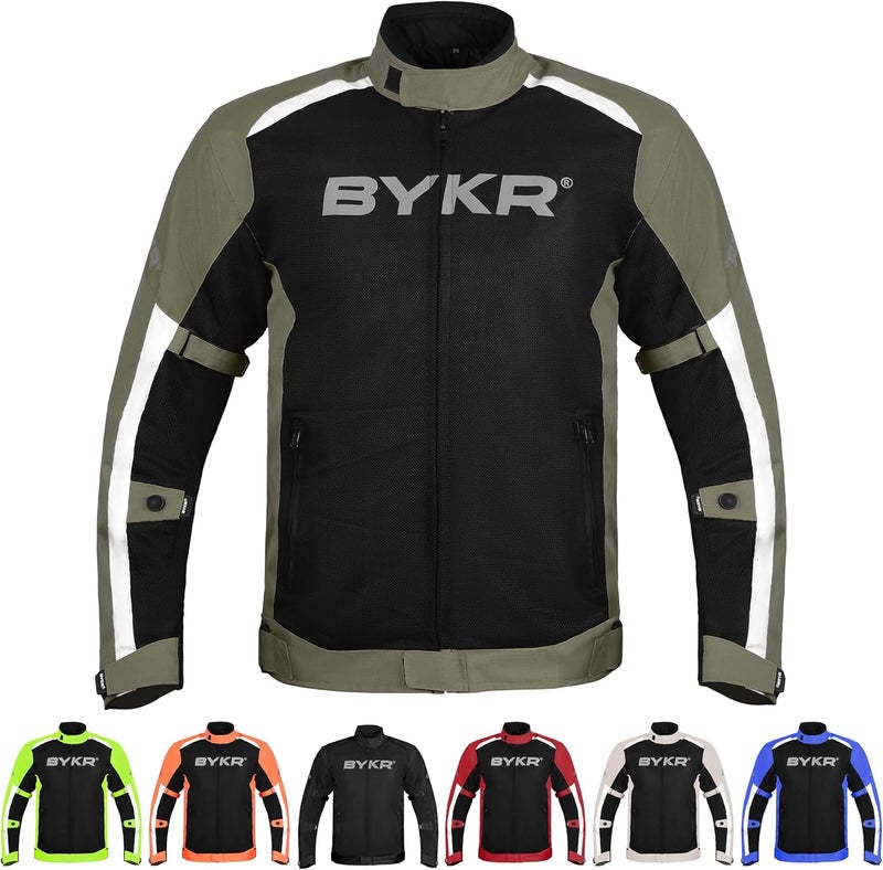 BYKR جاكيت دراجة نارية شبكي من BYKR للرجال - معدات ركوب واقية قابلة للتنفس - Image 1