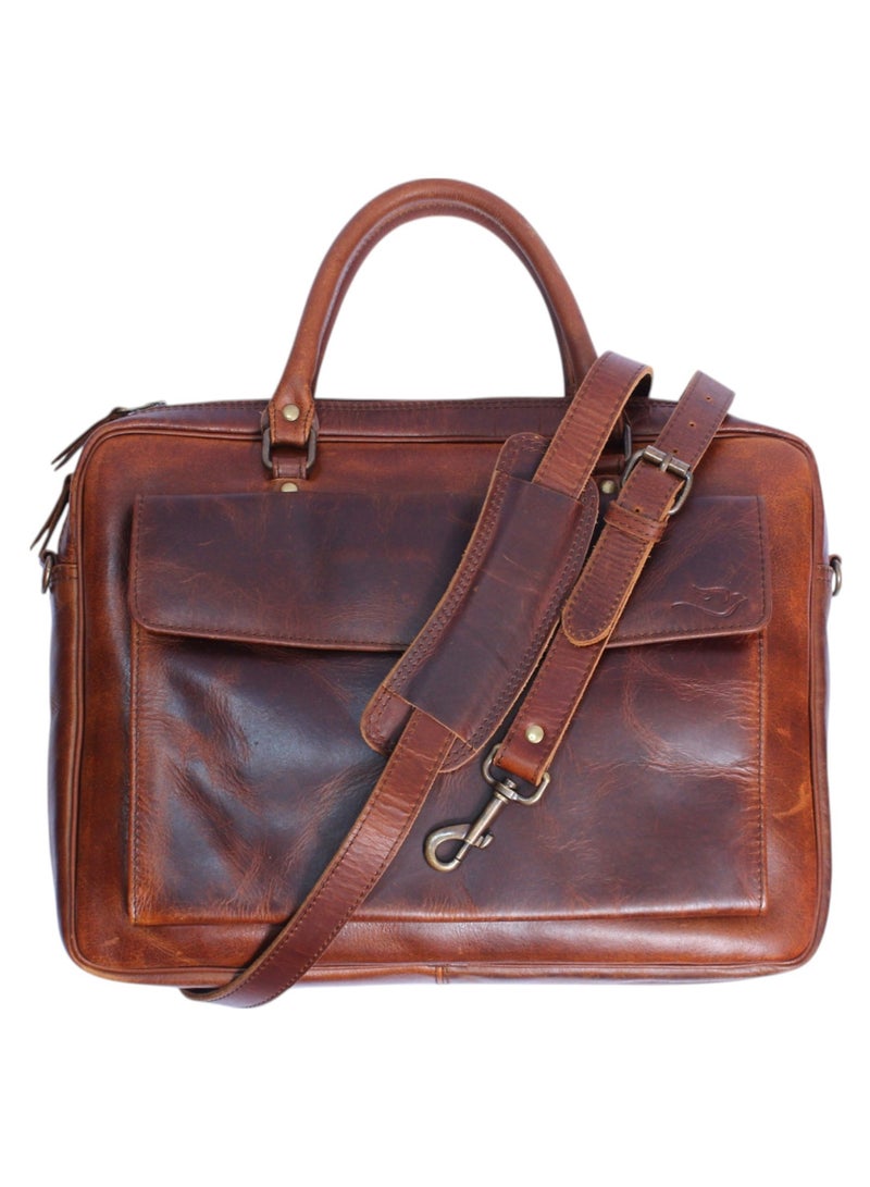 Genuine Leather Laptop Bag for Men – 15.6” Laptop Bag Leather Business Briefcase – Office & Travel Shoulder Messenger Bag  - Image 1