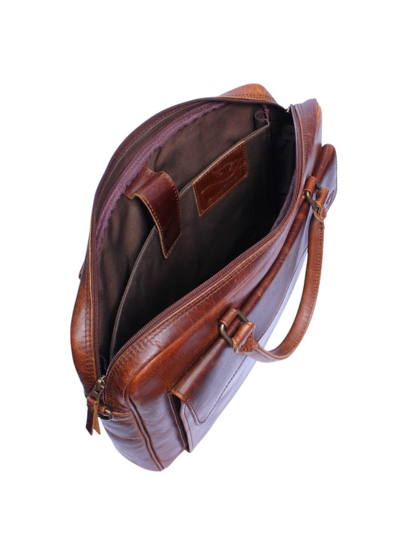 Genuine Leather Laptop Bag for Men – 15.6” Laptop Bag Leather Business Briefcase – Office & Travel Shoulder Messenger Bag  - Image 5
