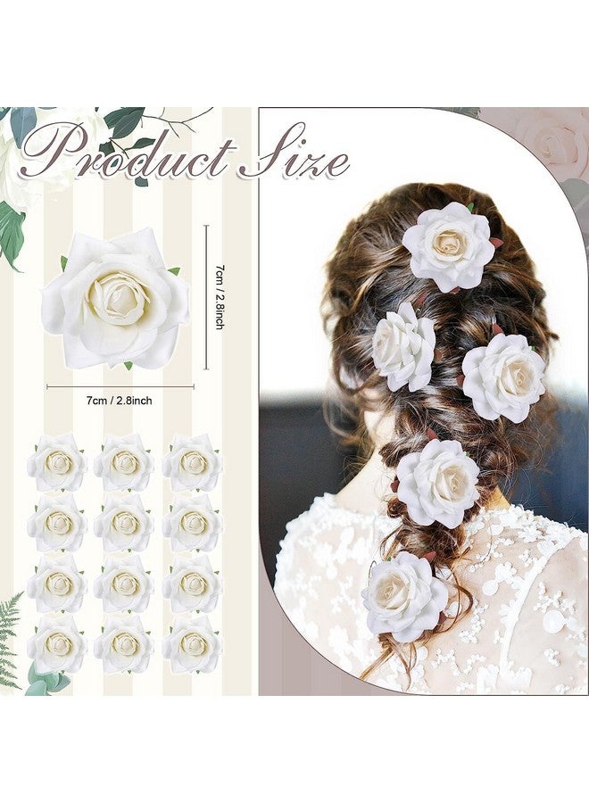 NEOBABY Fake Rose Hair Bun Clip | Juda Flower, Bridal Accessories, Wedding Hair Accessories | Artificial Rose Flower Clip for Girls & Women (Red & White 4 Pcs) - Image 5