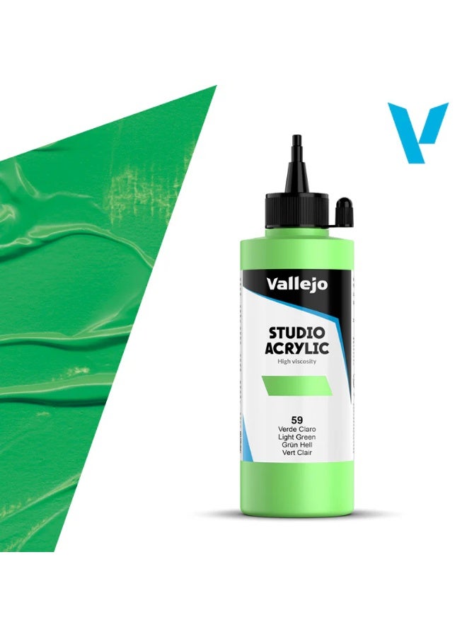 ألوان أكريليك احترافية للفنانين والاستوديوهات - لون أخضر فاتح، غني بالأصباغ، تغطية سلسة على القماش والخشب - ٢٠٠ مل