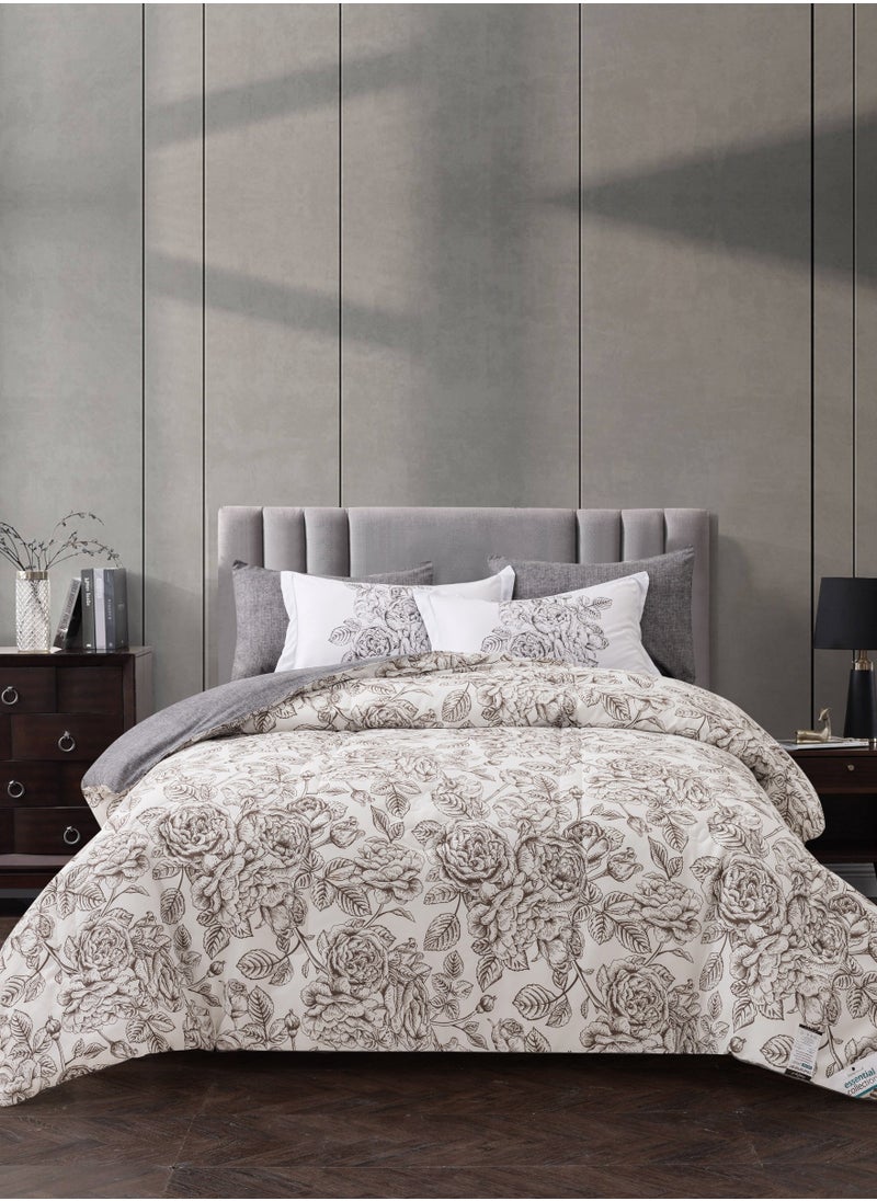 Donetella Printed Comforter Set 6-Pcs King Size All Season Decorated Reversible Double Bed Comforter Set Fits (200 X 200 Cm)With Super-Soft Down Alterntaive Filing,PLatinum  - Image 1