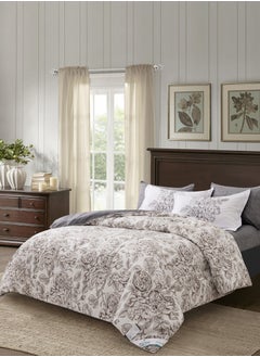 Donetella Printed Comforter Set 6-Pcs King Size All Season Decorated Reversible Double Bed Comforter Set Fits (200 X 200 Cm)With Super-Soft Down Alterntaive Filing,PLatinum  - Image 2
