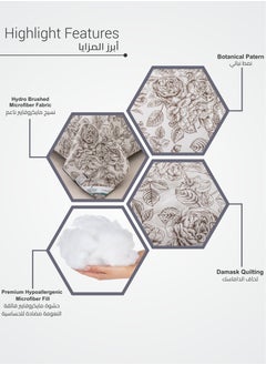 Donetella Printed Comforter Set 6-Pcs King Size All Season Decorated Reversible Double Bed Comforter Set Fits (200 X 200 Cm)With Super-Soft Down Alterntaive Filing,PLatinum  - Image 5