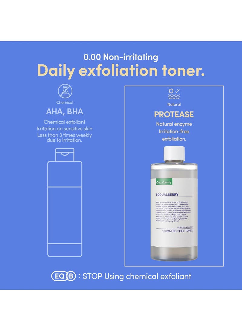 eqqualberry Swimming Pool Toner - Gentle Exfoliating Toner with Natural Enzyme | Boosted Hydration with Hyaluronic Acid | Daily Toner for Sensitive Skin | Korean Skincare, 10.14 Fl. Oz / 300ml - Image 2
