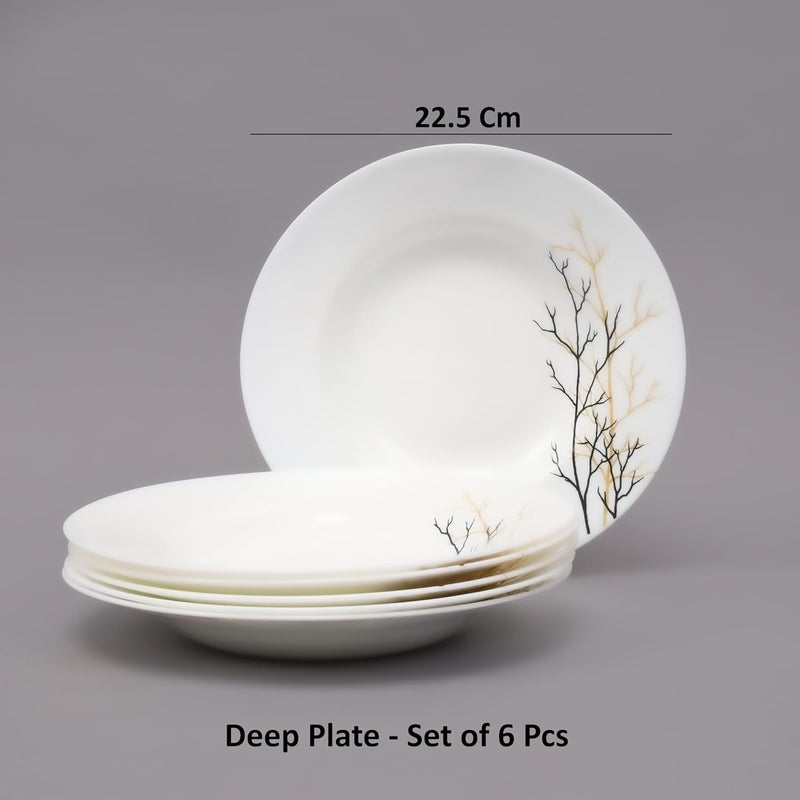 Crocera Golden Fall Deep Plate Set of 6 pcs GoldSnow White 9 inch PastaSoupRiceGravy Plate Opalglass - Image 3