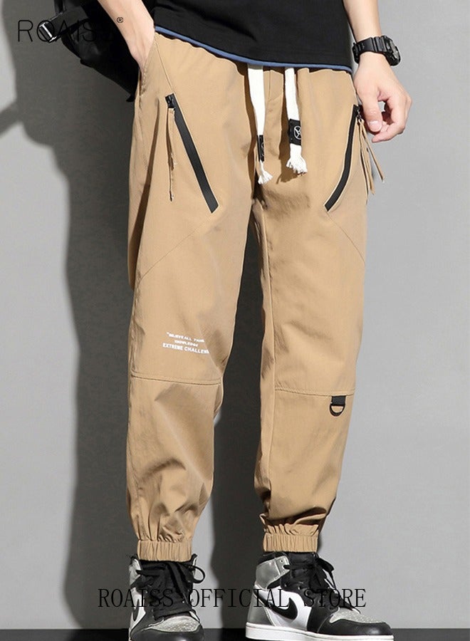 roaiss Retro Style Men's Pants, 2024 Spring Summer Loose Casual Wide Leg Trousers - Image 5