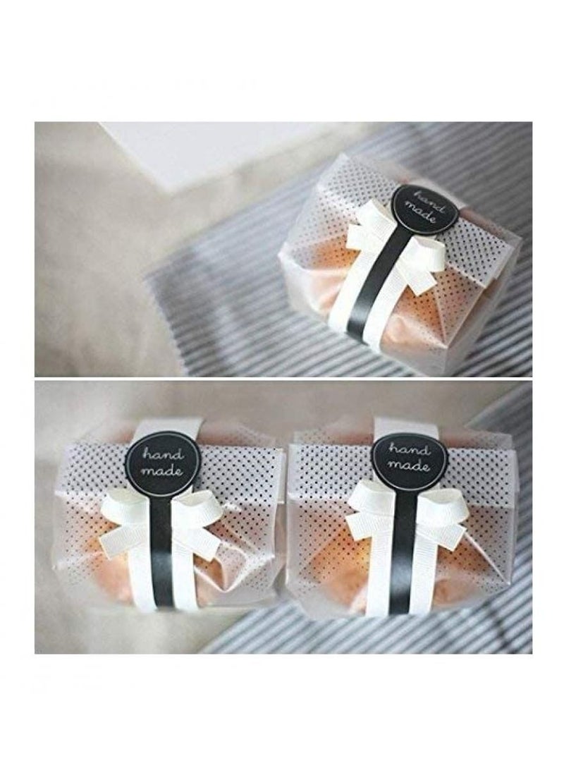 Alissa 100pcs Translucent Plastic Bags Cellophane Bags with 100pcs Hand made Stickers for Cookie Cake Chocolate Candy Snack Wrapping Good for Bakery Party Supplies  - Image 2