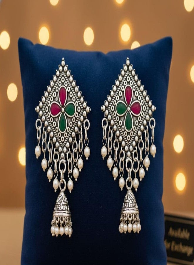 TUSAN Premium Jhumka Earrings for Women Combo of 6 | Lightweight Oxidised Ethnic Indian Earrings Set | Festive Jewellery Gift for Girls & Women Combo 23 - Image 4