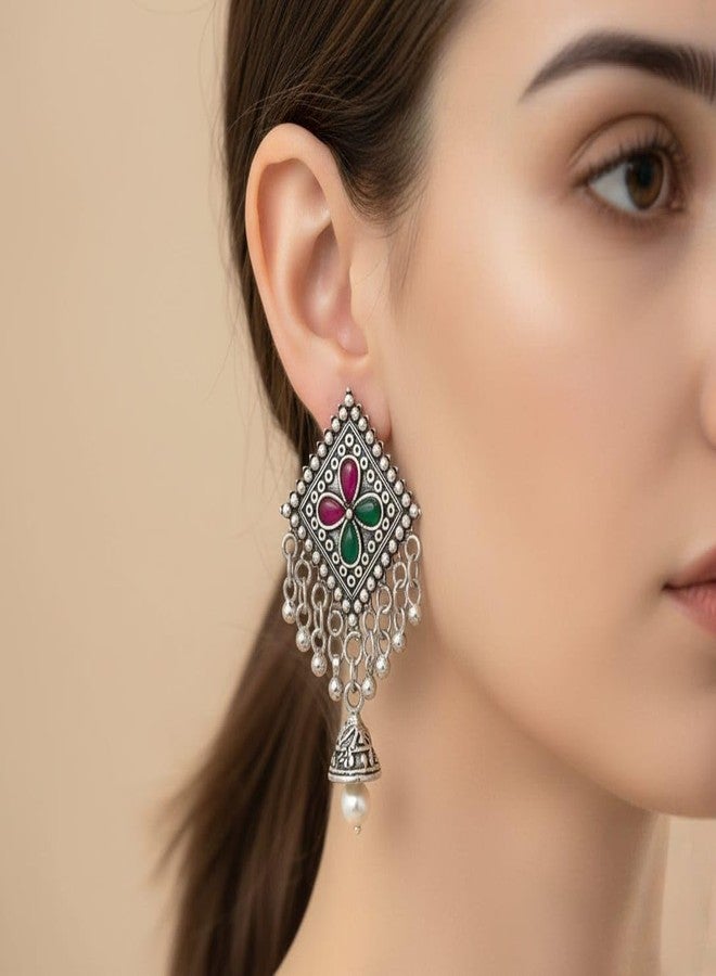 TUSAN Premium Jhumka Earrings for Women Combo of 6 | Lightweight Oxidised Ethnic Indian Earrings Set | Festive Jewellery Gift for Girls & Women Combo 23 - Image 3