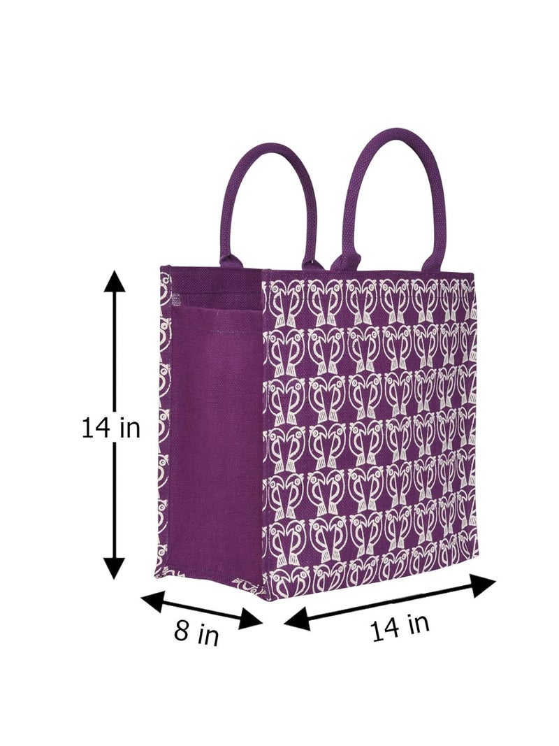 Jute Cottage حقيبة متعددة الاستخدامات بطباعة ببغاء صديقة للبيئة من جوت كوتاج 14 بوصة × 14 بوصة × 8 بوصة باللون الماجنتا - Image 5
