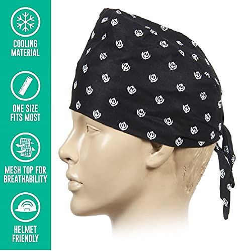 BISMAADH 3 Piece Khanda Printed 100% Cotton Adjustable Patka, Bandana, Skull Cap for Men & Women - Image 4