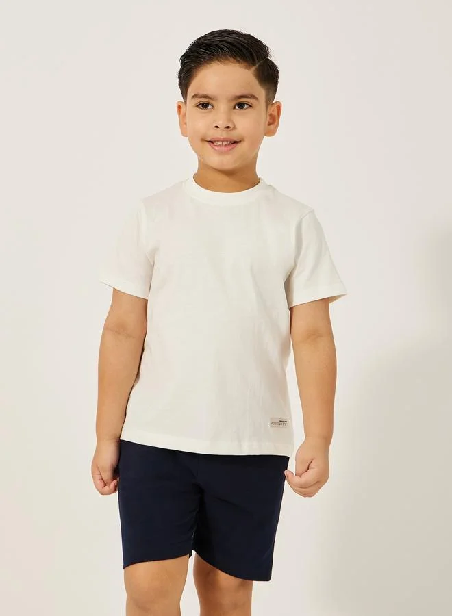 Styli Solid Round Neck T-Shirt and Shorts Set