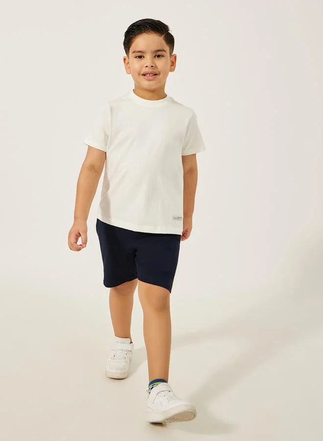 Styli Solid Round Neck T-Shirt and Shorts Set