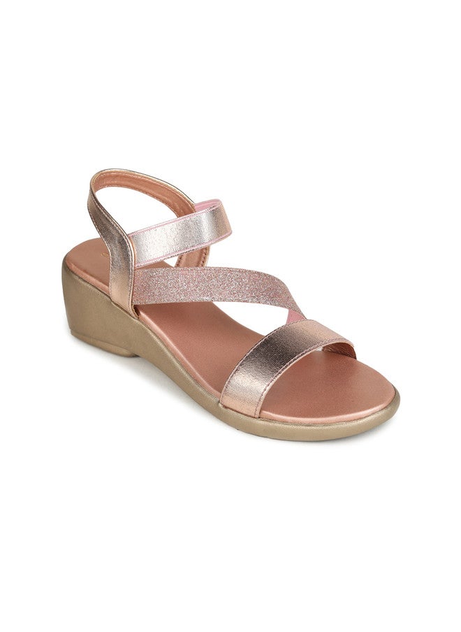 She Zone كعب مريح مزين بالذهب الوردي للنساء - Image 2