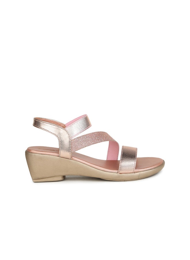 She Zone كعب مريح مزين بالذهب الوردي للنساء - Image 4