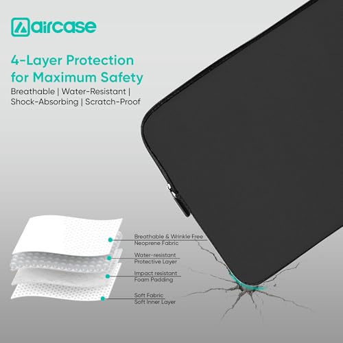 AirCase Neoprene 7-Inch Tablet Sleeve Case Cover for Amazon Kindle 7", Paperwhite, Fire 7, Lenovo Tab M7, iPad mini, Samsung Galaxy Tab 7.0 Series | 4-Layer Foam, Scratch & Dust Protection (Black) - Image 2