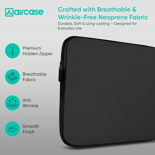 AirCase Neoprene 7-Inch Tablet Sleeve Case Cover for Amazon Kindle 7", Paperwhite, Fire 7, Lenovo Tab M7, iPad mini, Samsung Galaxy Tab 7.0 Series | 4-Layer Foam, Scratch & Dust Protection (Black) - Image 5