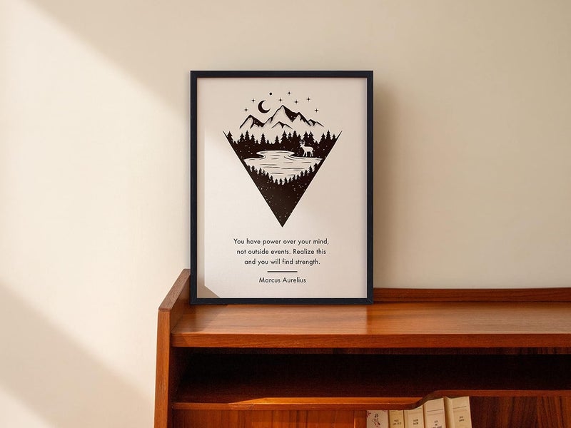 QUOTE - UNQUOTE ART QUOTE UNQUOTE ART Stoicism Power Quote Framed Wall Art Prints Meditations by Marcus Aurelius Framed Wall Art For Office Motivational Poster 13x17 inches Black Frame - Image 3
