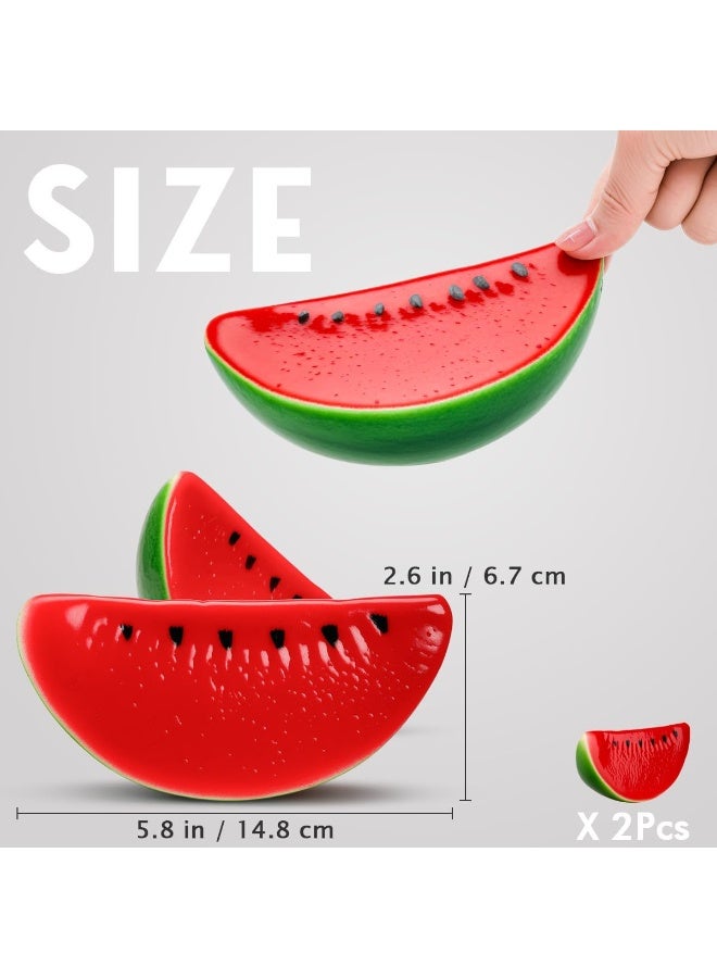 LATIFA 2pcs Artificial Lifelike Simulation Watermelon Slice Fake Fruit Toy for Home House Party Kitchen Decoration - Image 1