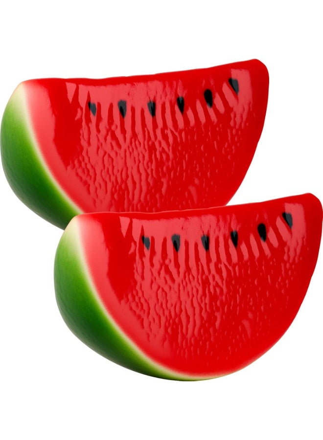 LATIFA 2pcs Artificial Lifelike Simulation Watermelon Slice Fake Fruit Toy for Home House Party Kitchen Decoration - Image 5