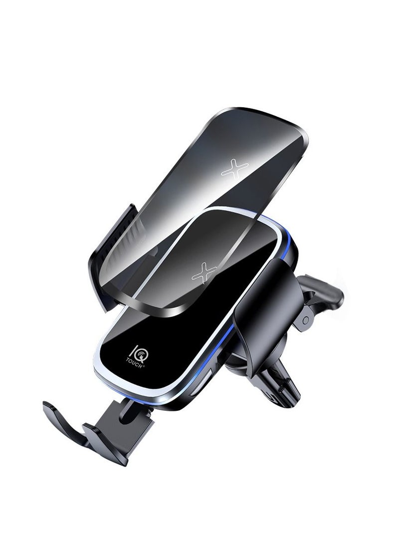 IQ TOUCH - IQ TOUCH iCHARGE-RANGER Car Holder With Wireless Charger 15W Intelligent Automatic Sensor, Black - Image 1
