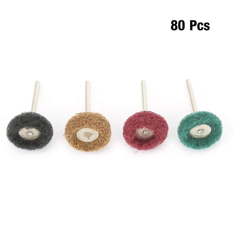 80Pcs 25mm Abrasive Wheel Brush, Polishing Buffing Wheel Kit with Scouring Pad for Electric Grinder, Buffing Wheel for Wood Metal Aluminum Copper Grinding and Polishing - Image 3