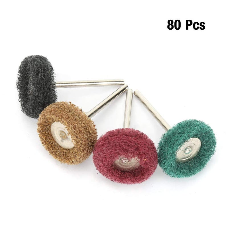 80Pcs 25mm Abrasive Wheel Brush, Polishing Buffing Wheel Kit with Scouring Pad for Electric Grinder, Buffing Wheel for Wood Metal Aluminum Copper Grinding and Polishing - Image 5