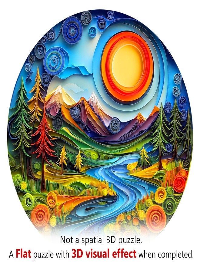 Purdicra Wooden Puzzles for Adults - Unique Animal Shaped Sunrise Scenery Puzzle, 3D Vision Wooden Jigsaw Puzzle, Christmas Birthday Gifts for Friends/Family, Home Decor 11.4 * 11.4in 200pcs - Image 2