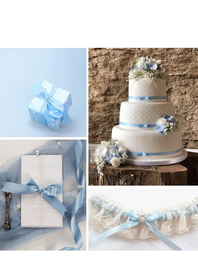 Light Blue Ribbon 1-1/2 Inch, 25 Yards Solid Satin Fabric Ribbons for Gift Wrapping, Christmas Garland, Christmas Tree Ornaments, Bows Making, DIY Crafts, Sewing Projects and Wedding Party - Image 5