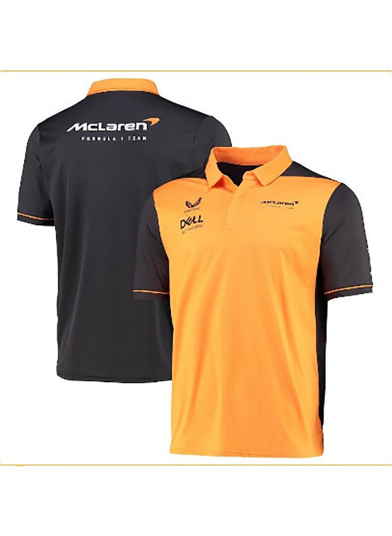 McLaren F1 Team Orange and Black Contrast Polo Shirt size XL