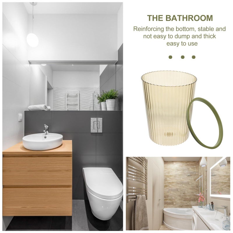 Large Plastic Pet Trash Can With Green Rim For Home Kitchen Office Small Size Wastebasket - Image 5